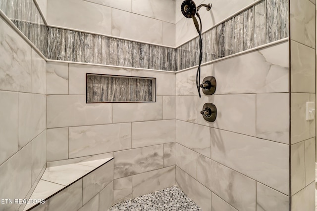 detailed view of tiled shower