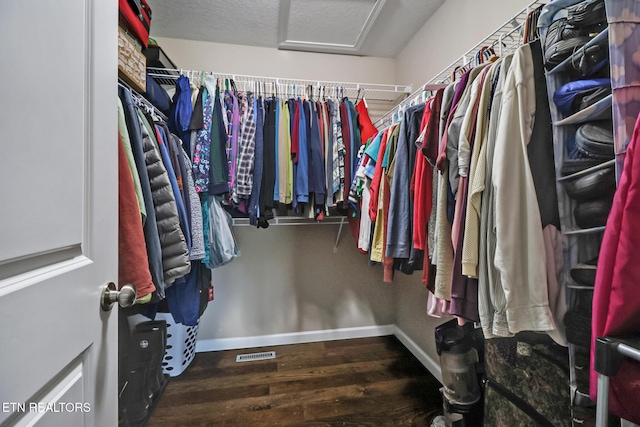 838 Buffalo Trl, Clarkrange, TN 38553 - spacious closet with attic access and wood finished floors