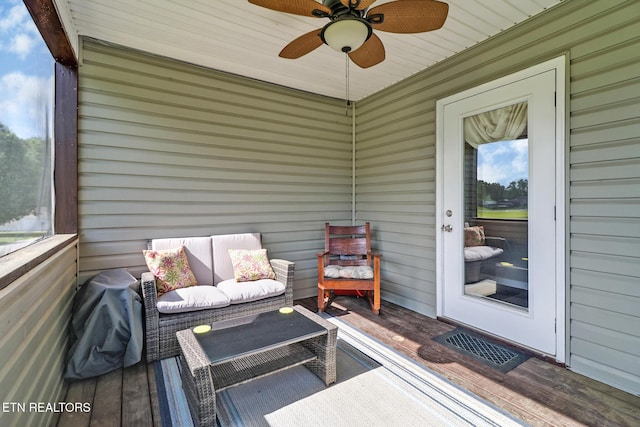 838 Buffalo Trl, Clarkrange, TN 38553 - wooden terrace featuring ceiling fan and outdoor lounge area