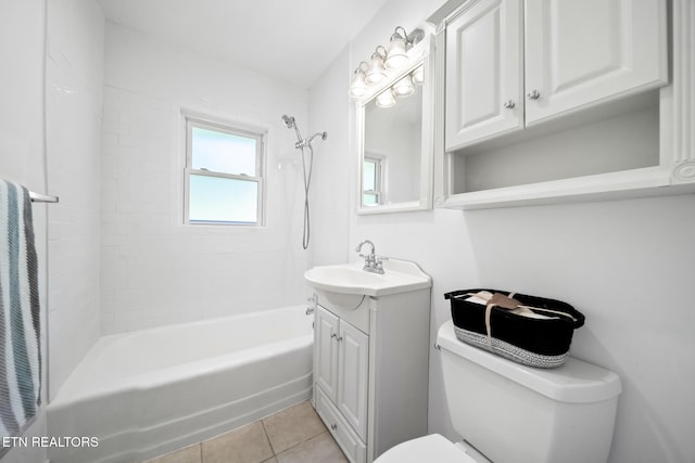 908 Glenoaks Dr, Knoxville, TN 37918 - bathroom with toilet, tile patterned floors, vanity, and washtub / shower combination