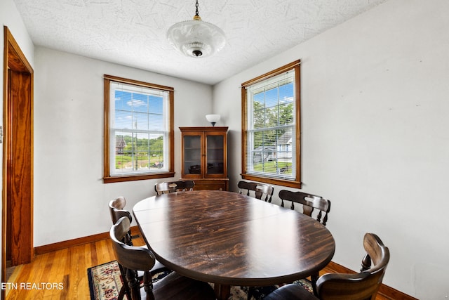 3606 Sevier Heights Rd, Knoxville, TN 37920 - dining space featuring baseboards, light wood finished floors, and a textured ceiling