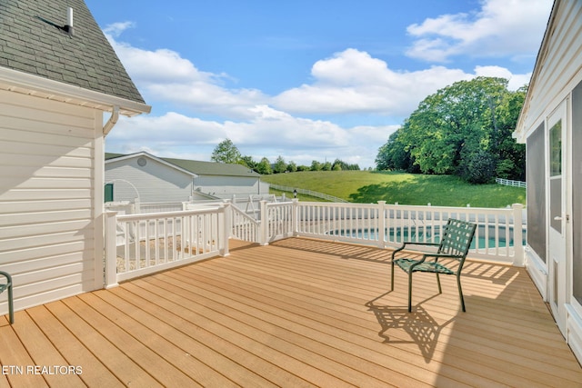 1182 Murrell Rd, Morristown, TN 37814 - deck featuring a pool and a lawn