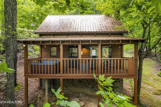 rear view of property with metal roof