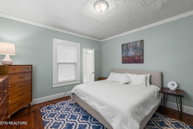 1735 NE Albert Ave, Knoxville, TN 37917 - bedroom featuring baseboards, wood finished floors, ornamental molding, and a textured ceiling