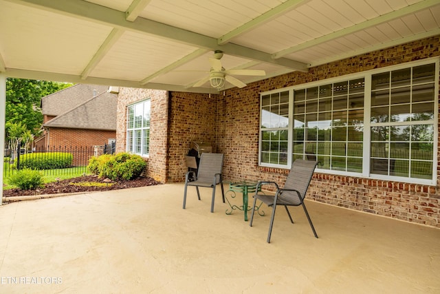 12618 Hunters Creek Ln, Knoxville, TN 37922 - view of patio / terrace with a ceiling fan and fence