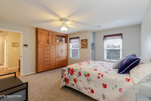 702 Shane Dr, Maryville, TN 37804 - bedroom with multiple windows, light carpet, a ceiling fan, and baseboards