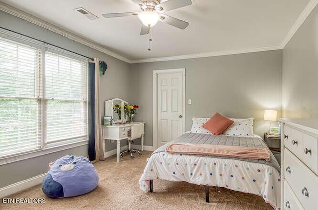515 Oak Landing Ln Unit 4, Knoxville, TN 37934 - bedroom featuring light carpet, ornamental molding, baseboards, and ceiling fan