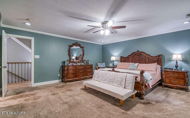 515 Oak Landing Ln Unit 4, Knoxville, TN 37934 - carpeted bedroom featuring crown molding, baseboards, and a ceiling fan