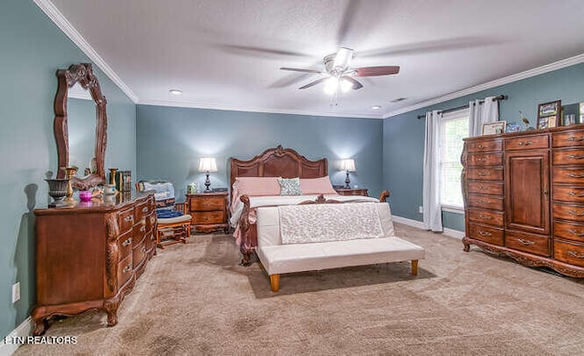 515 Oak Landing Ln Unit 4, Knoxville, TN 37934 - bedroom featuring crown molding, light colored carpet, baseboards, and ceiling fan