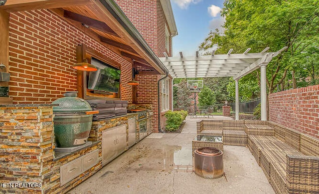 515 Oak Landing Ln Unit 4, Knoxville, TN 37934 - view of patio / terrace featuring fence, area for grilling, a pergola, and an outdoor living space