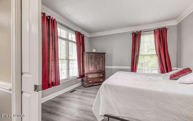 515 Oak Landing Ln Unit 4, Knoxville, TN 37934 - bedroom with crown molding, multiple windows, light wood-style flooring, and baseboards