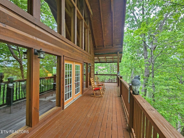 deck featuring french doors