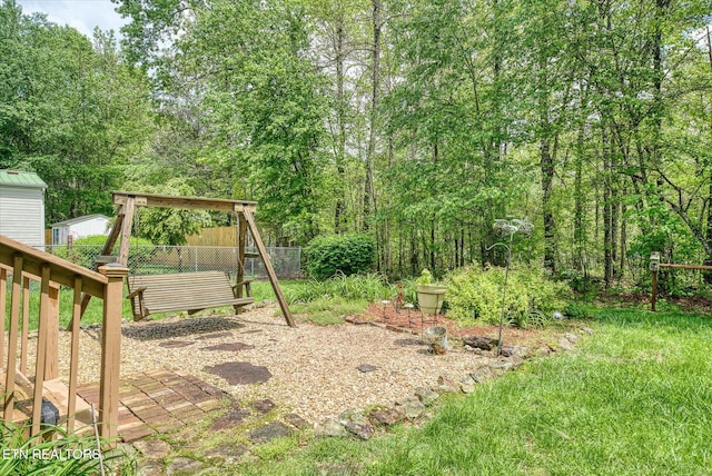 view of yard with fence