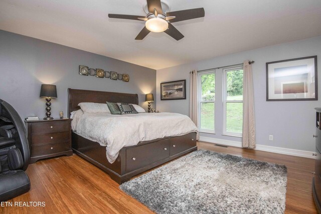 409 Celebration Rd, Knoxville, TN 37934 - bedroom featuring wood finished floors, baseboards, and ceiling fan