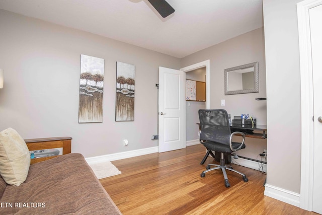 409 Celebration Rd, Knoxville, TN 37934 - office with wood finished floors, a ceiling fan, and baseboards