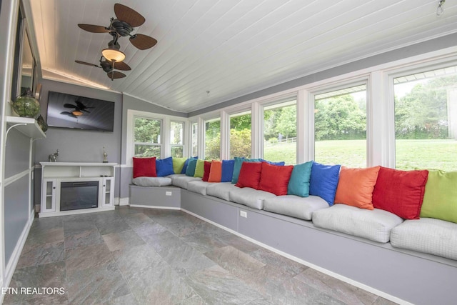 409 Celebration Rd, Knoxville, TN 37934 - sunroom / solarium featuring stone finish flooring, wood ceiling, and baseboards