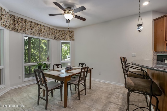 401 Shawnee Pl, Loudon, TN 37774 - dining room with a ceiling fan and baseboards