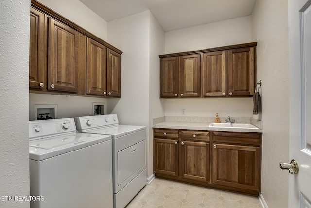 401 Shawnee Pl, Loudon, TN 37774 - washroom with cabinet space, washer and clothes dryer, and baseboards