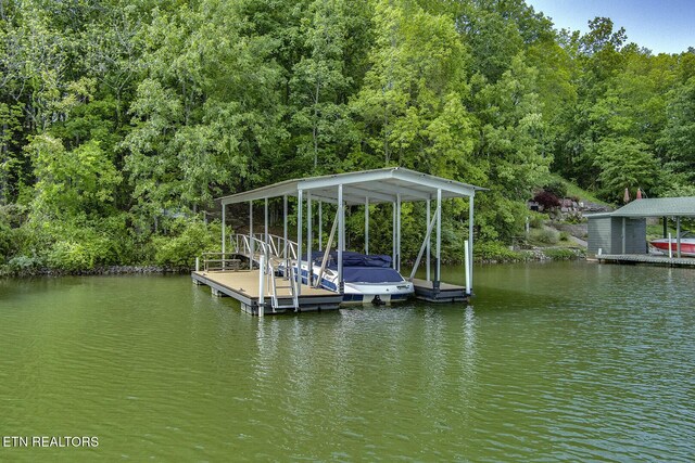 401 Shawnee Pl, Loudon, TN 37774 - dock area with a forest view and a water view