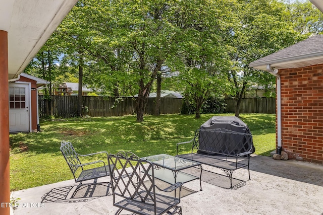 513 Long Mill Rd, Athens, TN 37303 - fenced backyard with a patio and grilling area
