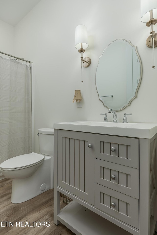 819 NW Morgan Rd, Charleston, TN 37310 - full bathroom featuring toilet, wood finished floors, and vanity