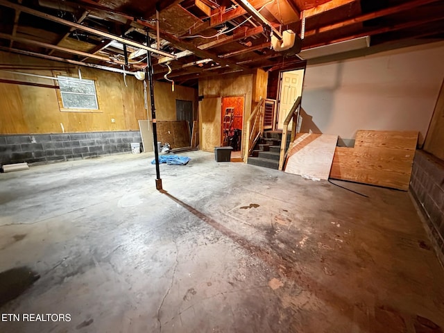 below grade area featuring stairway