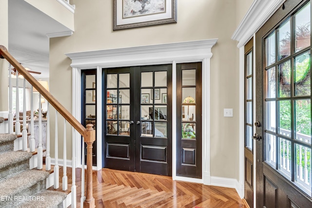 714 Cambridge Crest Ln, Knoxville, TN 37919 - entryway with french doors, healthy amount of natural light, stairway, and baseboards
