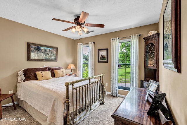 714 Cambridge Crest Ln, Knoxville, TN 37919 - carpeted bedroom with baseboards, ceiling fan, and access to outside