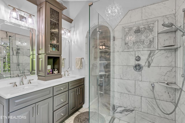 714 Cambridge Crest Ln, Knoxville, TN 37919 - bathroom featuring a stall shower and double vanity