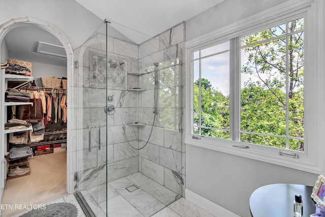 714 Cambridge Crest Ln, Knoxville, TN 37919 - bathroom with a stall shower, plenty of natural light, and a walk in closet