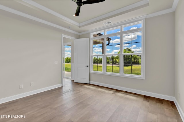 1123 Branch Hook Rd, Knoxville, TN 37934 - empty room with a raised ceiling, healthy amount of natural light, a ceiling fan, and crown molding