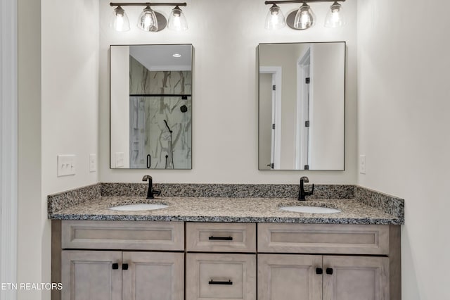 1123 Branch Hook Rd, Knoxville, TN 37934 - bathroom with double vanity and a marble finish shower