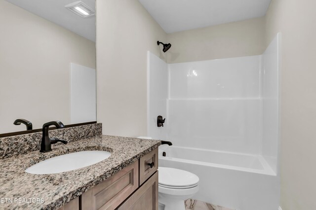 1123 Branch Hook Rd, Knoxville, TN 37934 - bathroom with vanity, toilet, and shower / bath combination