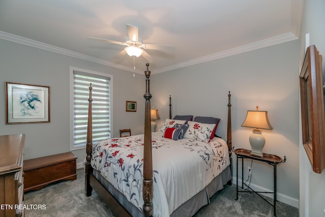 109 Niwodihi Trl, Vonore, TN 37885 - bedroom featuring carpet flooring, baseboards, crown molding, and a ceiling fan