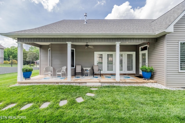 109 Niwodihi Trl, Vonore, TN 37885 - back of house with a shingled roof, ceiling fan, and a patio area