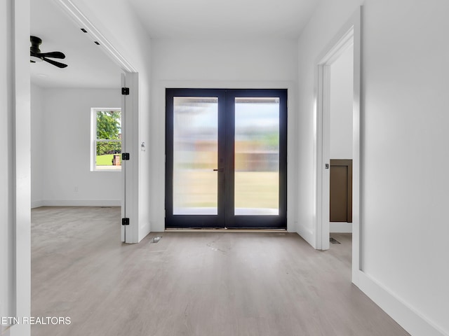 1715 Serene Cove Way, Knoxville, TN 37920 - doorway featuring french doors, a ceiling fan, baseboards, and wood finished floors