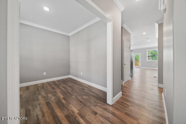 3966 Mountain Vista Rd, Knoxville, TN 37931 - interior space featuring baseboards, wood finished floors, ornamental molding, and recessed lighting