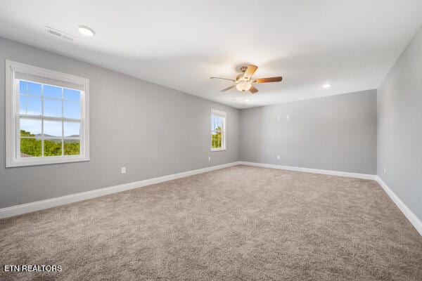 3966 Mountain Vista Rd, Knoxville, TN 37931 - carpeted spare room featuring a ceiling fan, baseboards, and recessed lighting
