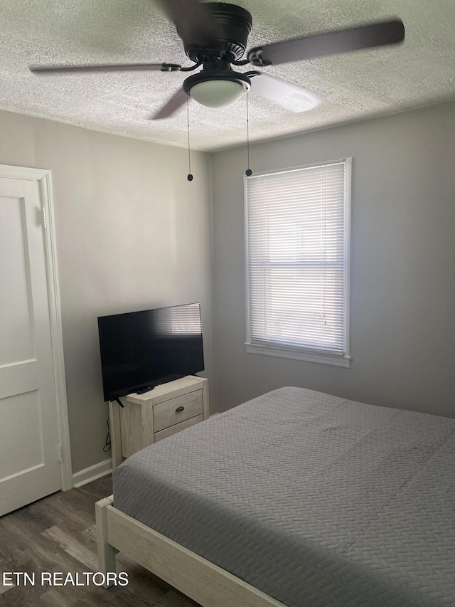 2010 Fine Ave, Knoxville, TN 37917 - bedroom featuring wood finished floors, a textured ceiling, and ceiling fan