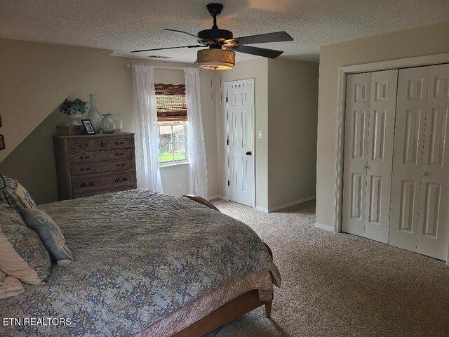 131 Chestnut Hill Rd, Oak Ridge, TN 37830 - bedroom featuring carpet flooring, a textured ceiling, ceiling fan, and baseboards
