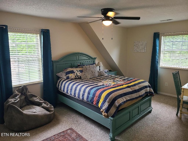 131 Chestnut Hill Rd, Oak Ridge, TN 37830 - bedroom featuring carpet floors, a textured ceiling, and a ceiling fan