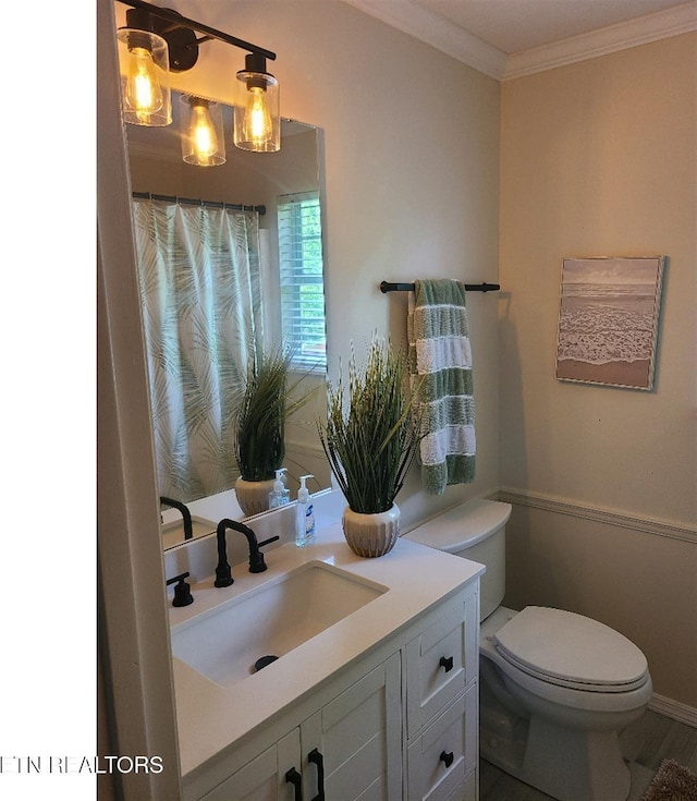 131 Chestnut Hill Rd, Oak Ridge, TN 37830 - full bath featuring toilet, vanity, and ornamental molding