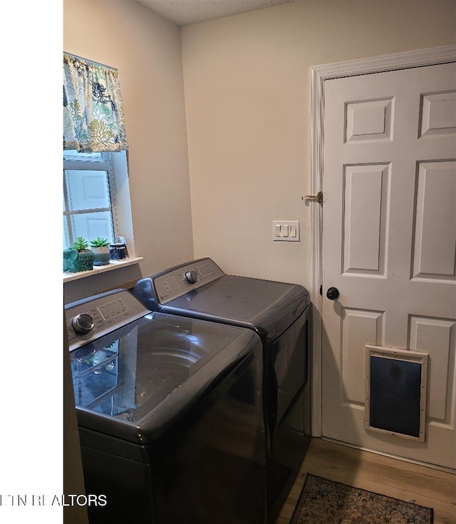 131 Chestnut Hill Rd, Oak Ridge, TN 37830 - laundry area featuring independent washer and dryer and wood finished floors