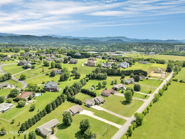 aerial view of a mountain backdrop