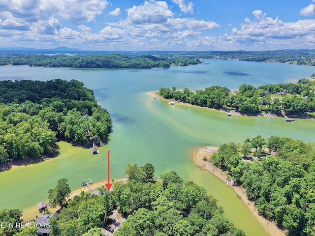 aerial view of a nearby body of water