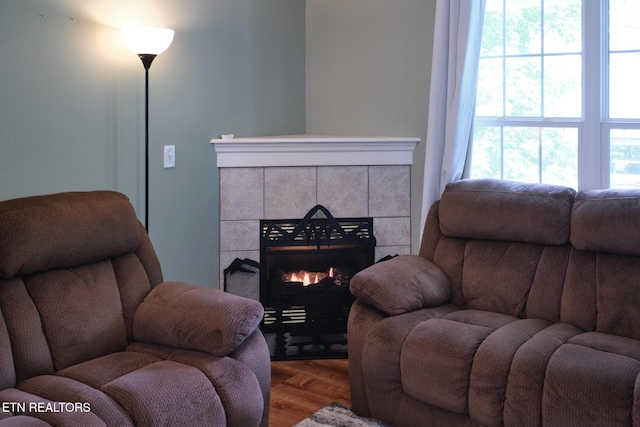 living area featuring wood finished floors