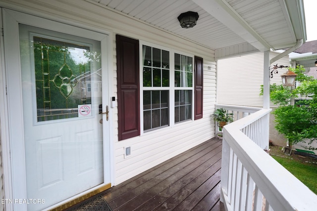 deck with a porch