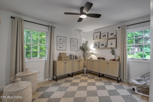 133 Nebraska Ave, Oak Ridge, TN 37830 - dining area featuring light wood finished floors, a ceiling fan, and baseboards
