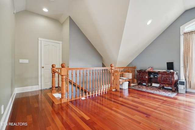 6005 Powell Valley Rd, Big Stone Gap, VA 24219 - additional living space featuring vaulted ceiling, wood finished floors, baseboards, and recessed lighting