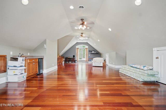 6005 Powell Valley Rd, Big Stone Gap, VA 24219 - bonus room featuring wood finished floors, ceiling fan, vaulted ceiling, and baseboards